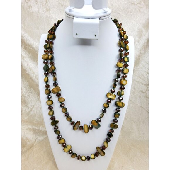 vintage hand tied australian crystal and polished agate necklace